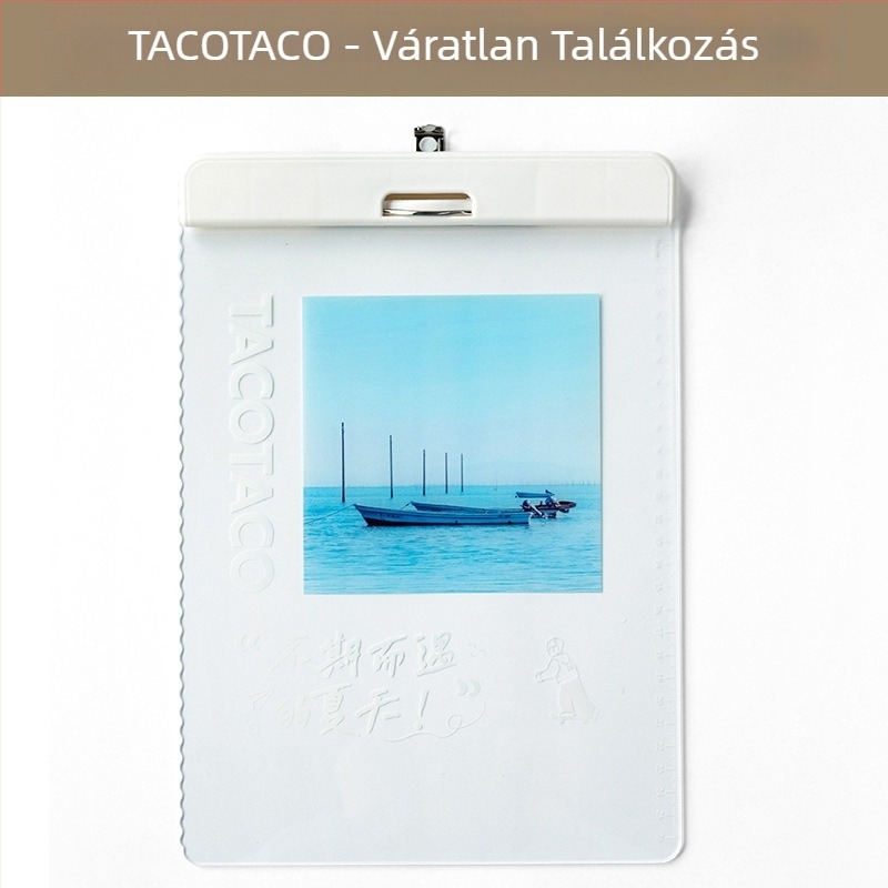 Mahe Wenchuang TACOTACO japán stílusú diákoknak tervezett A4-es mappa, anyagok rendezéséhez, akril klip és íródeszka