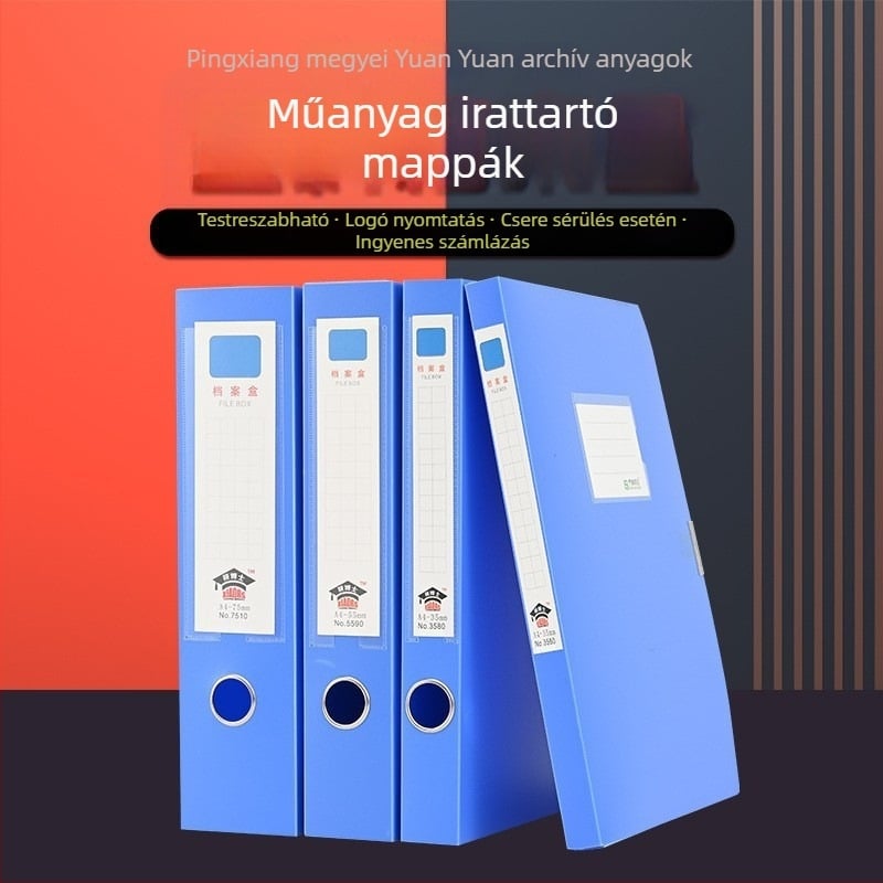 A4-es méretű műanyag irattároló doboz, erősített kivitel, nagy kapacitású dokumentumok és számlák számára