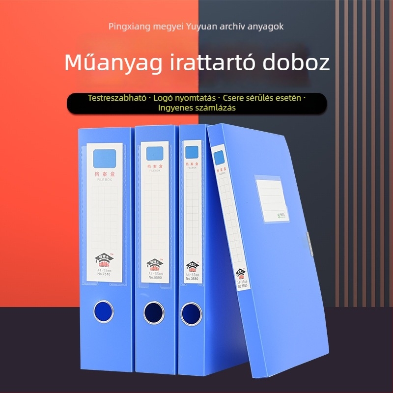 A4-es méretű műanyag irattároló doboz, erősített kivitel, nagy kapacitású dokumentumok és számlák számára