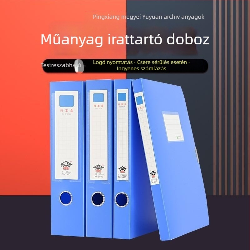 A4-es méretű műanyag irattároló doboz, erősített kivitel, nagy kapacitású dokumentumok és számlák számára