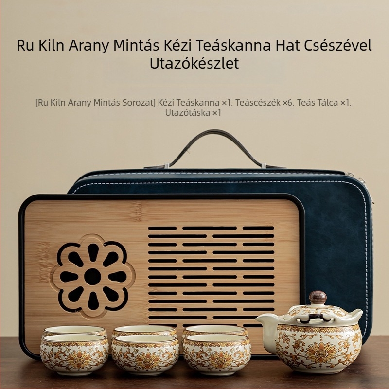 Ruyao Arany Virág Áldott Teáskészlet Otthonra, Útra, Autóra és Kempingezéshez – Teáskanna és teáscsészék