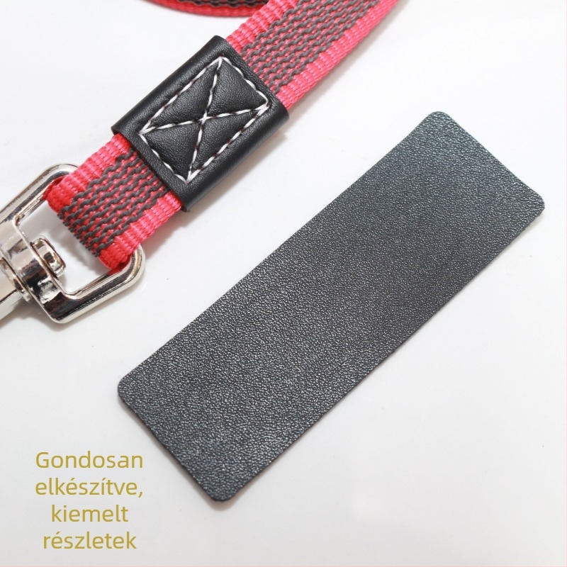 Gumiszálas kutya póráz csúszásmentes szövött szíjjal, nagytestű kutyáknak, kültéri séták