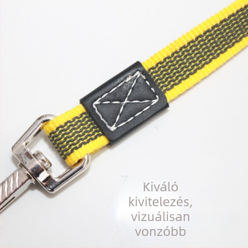 Gumiszálas kutya póráz csúszásmentes szövött szíjjal, nagytestű kutyáknak, kültéri séták