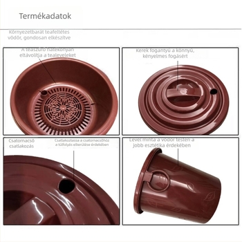 Műanyag tealevél-maradék gyűjtőedény szűrővel