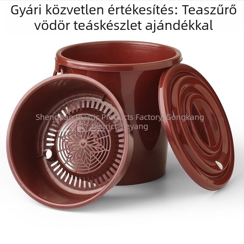 Műanyag tealevél-maradék gyűjtőedény szűrővel