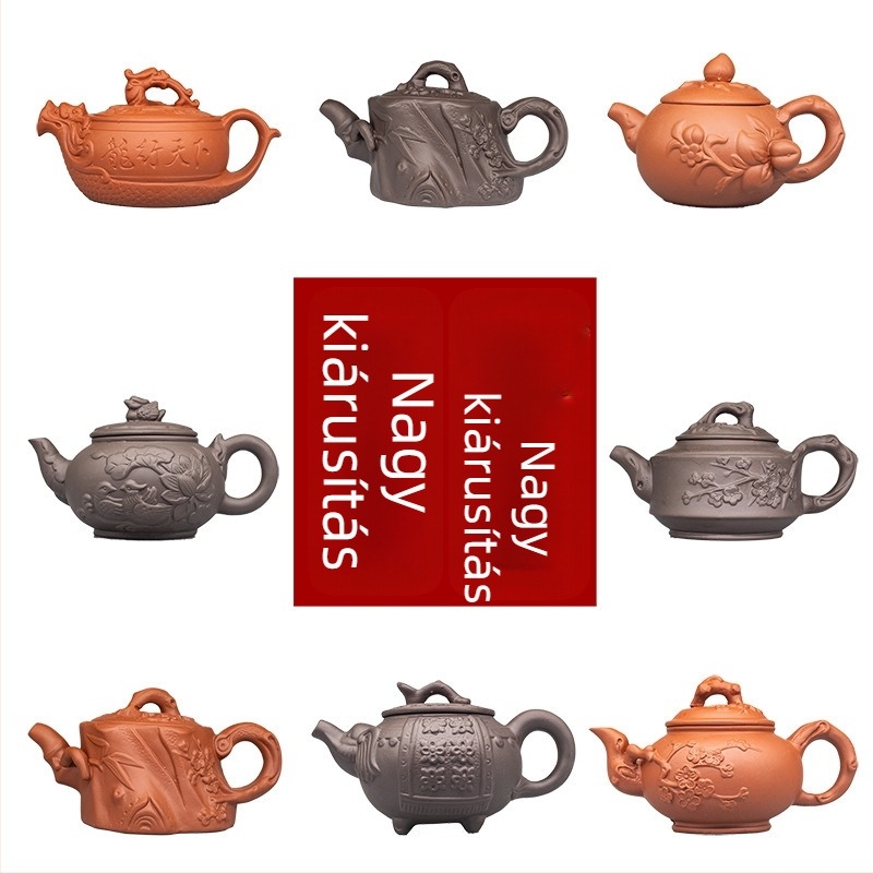 Lila agyag teáskanna nagy kapacitással, színes mázas felülettel, könnyed luxus retro stílus, testreszabható