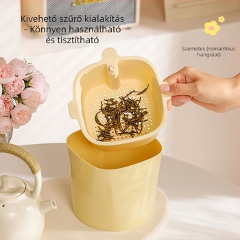 Multifunkcionális asztali szemetes dupla rétegű lecsöpögtető kosárral és levehető hulladéktartállyal, teafilmek és konyhai maradékok tárolására