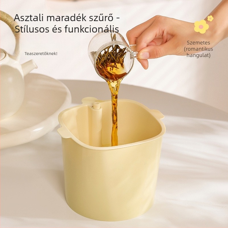 Multifunkcionális asztali szemetes dupla rétegű lecsöpögtető kosárral és levehető hulladéktartállyal, teafilmek és konyhai maradékok tárolására