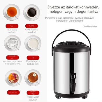 Hőszigetelt rozsdamentes acél teás vödör csappal, kereskedelmi használatra, nagy kapacitású