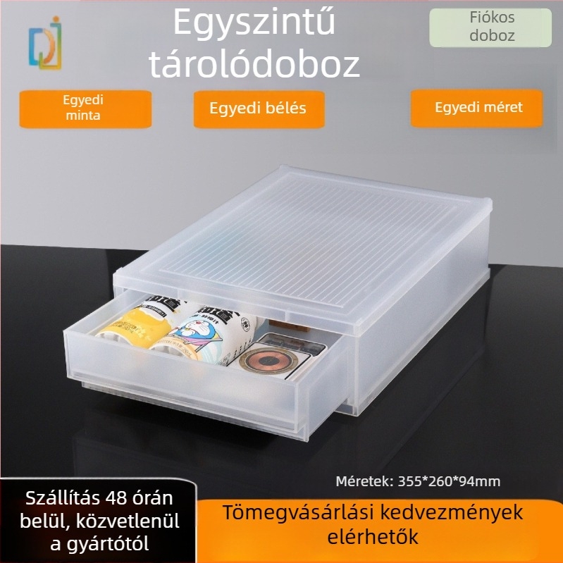 Hordozható, átlátszó egyemeletes tároló szekrény dokumentumok, fájlok és ékszerek számára