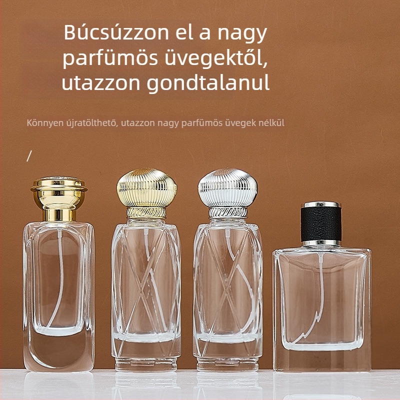 100 ml-es üveg parfüm, szórófej, újratölthető