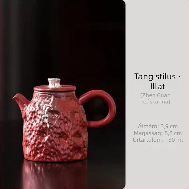 Porcelán teás készlet teáskannával és csészékkel, Forbidden City ihletésű, könnyű luxus retro stílus, hawthorn vörös mázzal