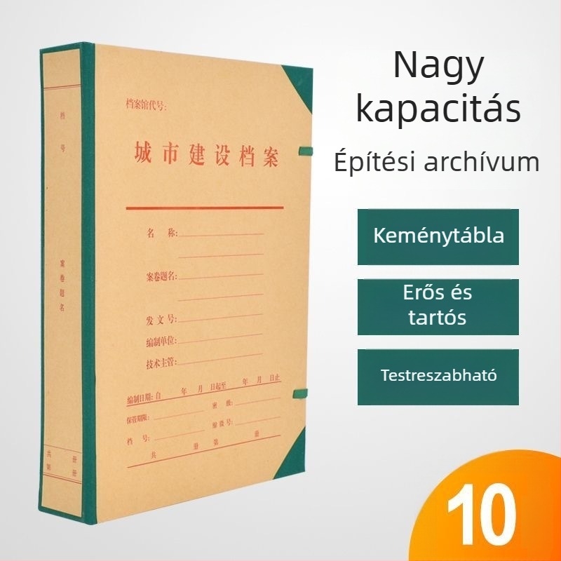 Kartondoboz városi építési dokumentumok archiválására, nagy kapacitás, méretek 31,5 x 22,5 x 5 cm, Modell 6, 1,2 mm vastagság