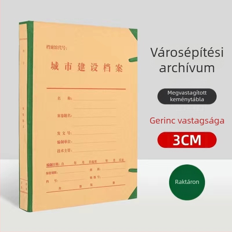 Kartondoboz városi építési dokumentumok archiválására, nagy kapacitás, méretek 31,5 x 22,5 x 5 cm, Modell 6, 1,2 mm vastagság