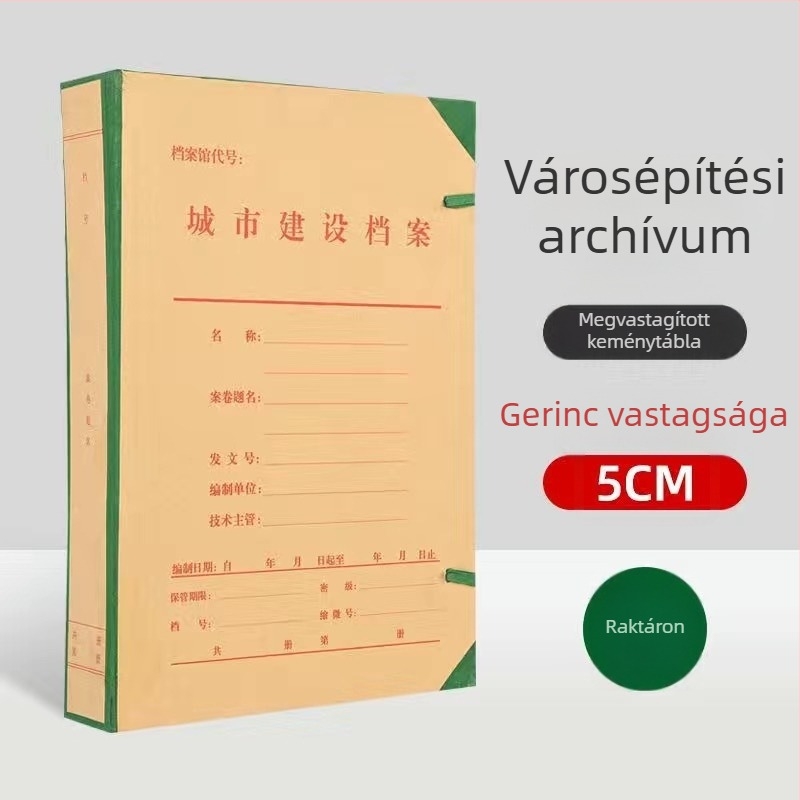 Kartondoboz városi építési dokumentumok archiválására, nagy kapacitás, méretek 31,5 x 22,5 x 5 cm, Modell 6, 1,2 mm vastagság