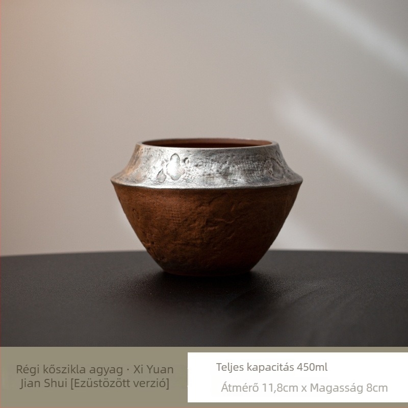 Wabi-Sabi japán stílusú durva kerámia víztartó edény teaceremóniához, tea maradék tároló és víztárolás