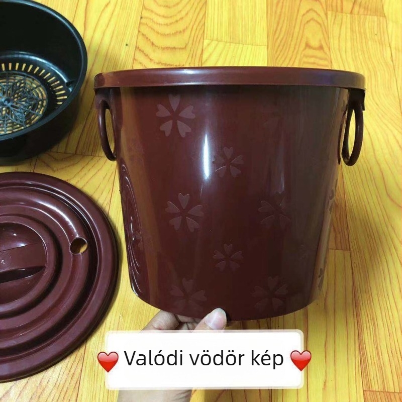 Műanyag tea maradék vödör szűrőfedéllel