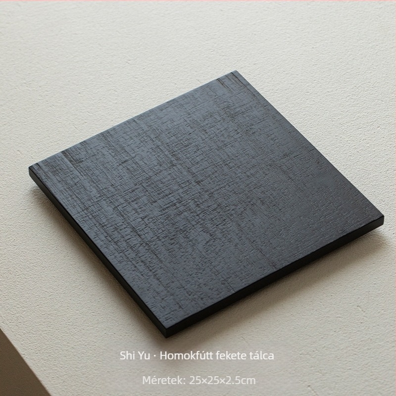Teakfa négyszögletes teátálca teáskannával, japán Wabi-Sabi stílusban, fűrészfog mintával a száraz teázáshoz