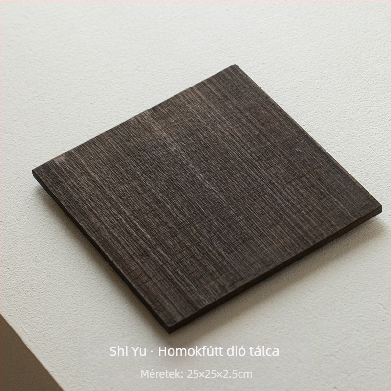 Teakfa négyszögletes teátálca teáskannával, japán Wabi-Sabi stílusban, fűrészfog mintával a száraz teázáshoz