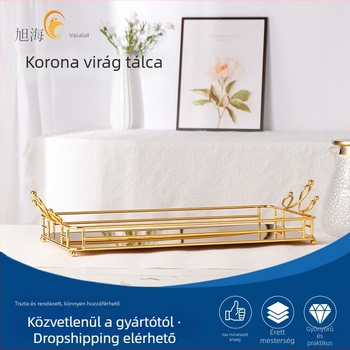 Kovácsoltvas tál háztartási használatra, gyümölcstál az asztalra, könnyed luxus minimalistikus konyhai tároló, teás tálca