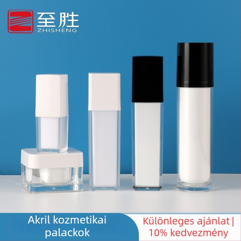 Akril kozmetikai üvegek lotionhoz és krémhez, kapacitások: 15/60/100/120 ml és 50 g krémes üveg pumpával