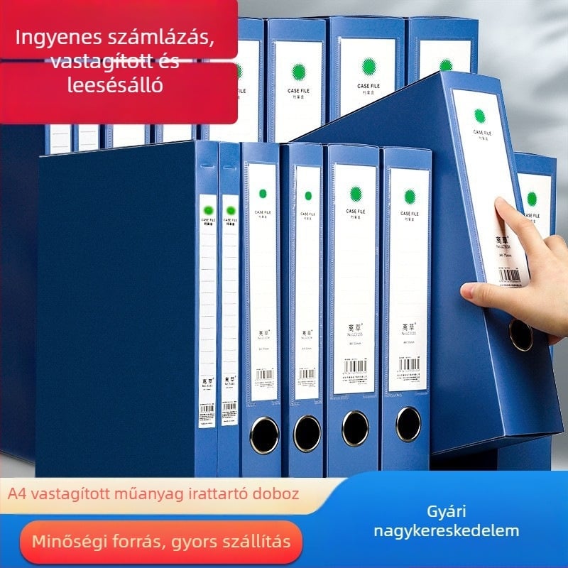 Kék A4-es vastagított irattartó PVC-ből, dokumentum- és szerződésmappa – irodai tároló