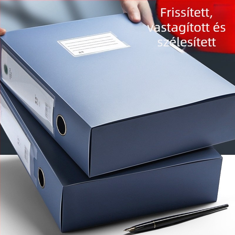 Kék A4-es vastagított irattartó PVC-ből, dokumentum- és szerződésmappa – irodai tároló