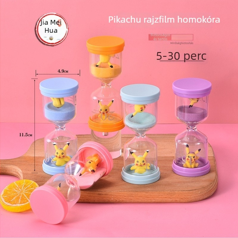 Macaron teljesen műanyag homokóra időmérő gyerekeknek, esésálló kialakítás, 5 vagy 30 perc, beépített babadísz