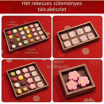 Fából készült teás tálca gyümölcsökhöz és desszertekhez