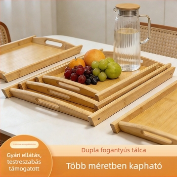 Egyszerű japán stílusú teás tálca, bambusz- és faanyagból, téglalap alakú, otthoni és üzleti használatra, nagy méretű teáscsészékhez, kempingezéshez alkalmas.