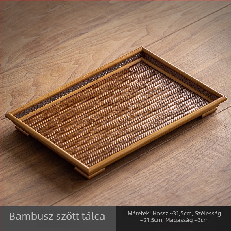 Kézzel készített bambusz teás tálca, dim sum tányér, Gongfu teáskészlet, teás alátét és tea tároló