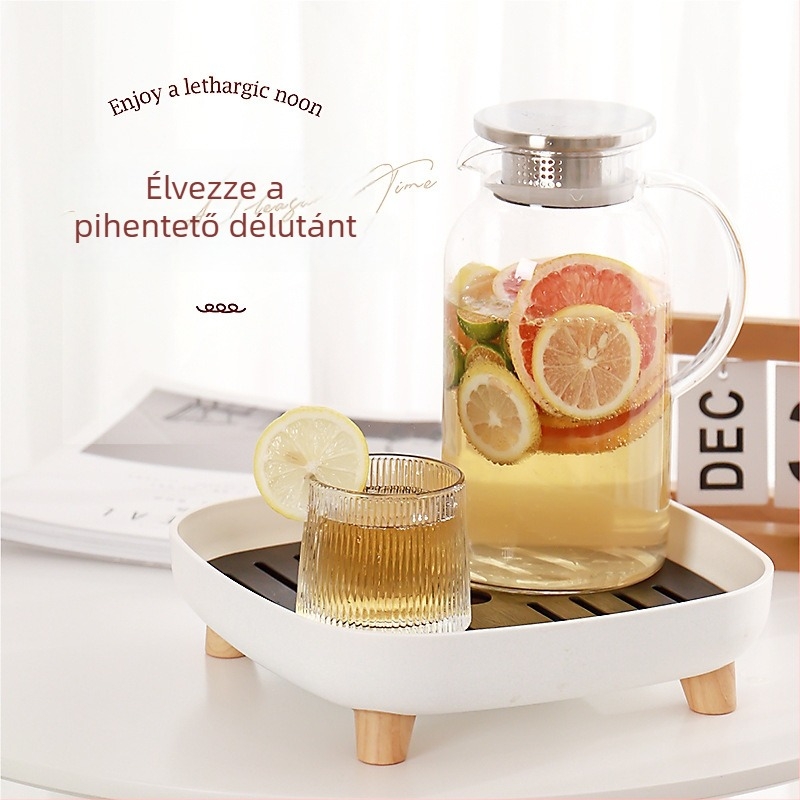 Műanyag teás tálca háztartási használatra, minimalistán modern pohár- és teáskészlet rendező, kompakt nappaliba drenáló funkcióval.