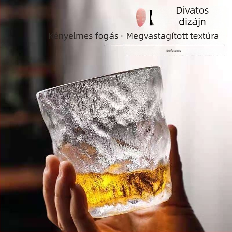 Jégkristály mintázatú üveg pohár nőknek, nyári háztartási használatra, tea és kávé