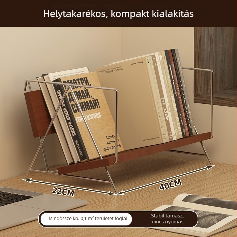 Minimalista tömörfa asztali rendező könyveknek, magazinoknak és dokumentumoknak