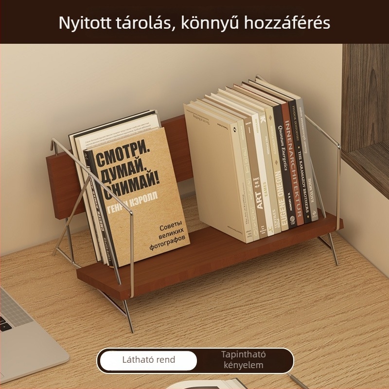 Minimalista tömörfa asztali rendező könyveknek, magazinoknak és dokumentumoknak