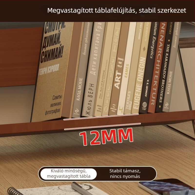 Minimalista tömörfa asztali rendező könyveknek, magazinoknak és dokumentumoknak