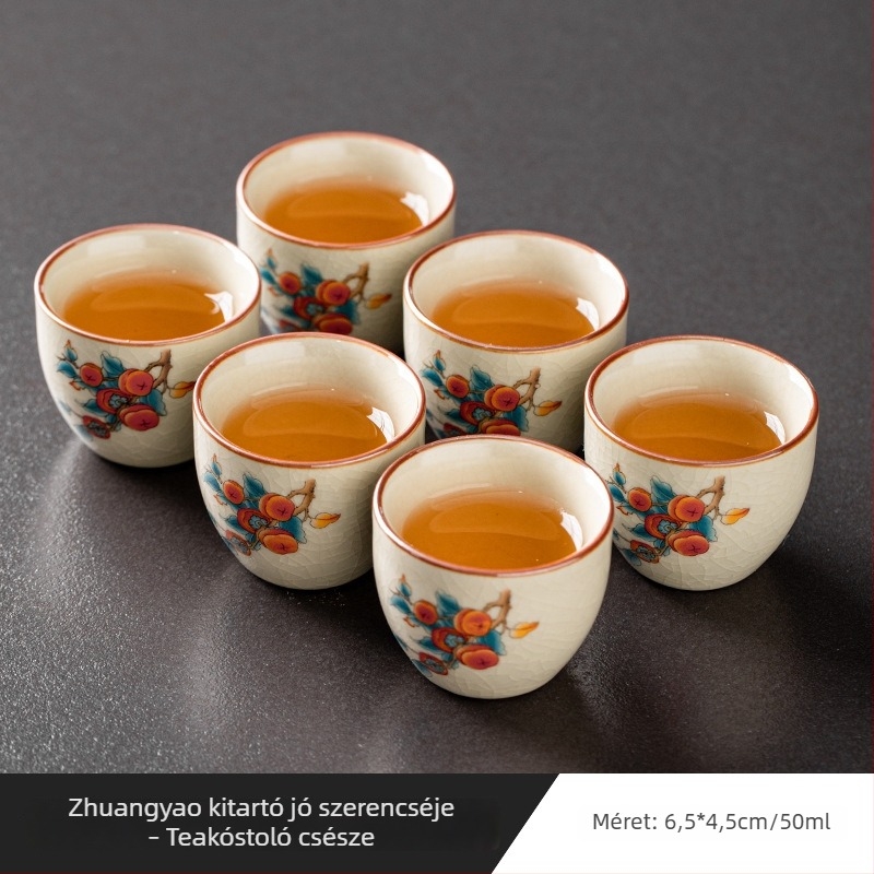 Beige Ruyao kerámia teáscsésze, Ruyi stílus, repedéses máz, egyéni használatra