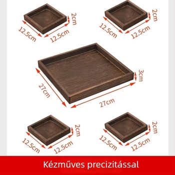 Paulownia faanyagból készült teás tálkészlet, hét darabos, teázáshoz és desszertek, aszalt gyümölcsök bemutatására szolgáló tál