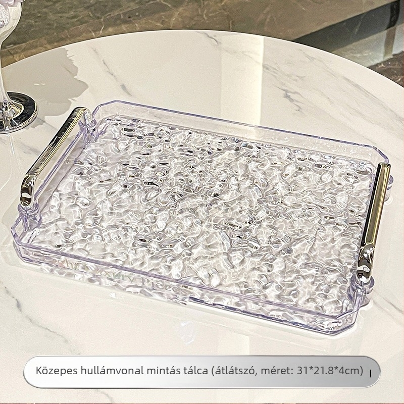 Téglalap alakú teás tálca háztartási használatra, elegáns, könnyed luxus stílusú teáskészlet rendező