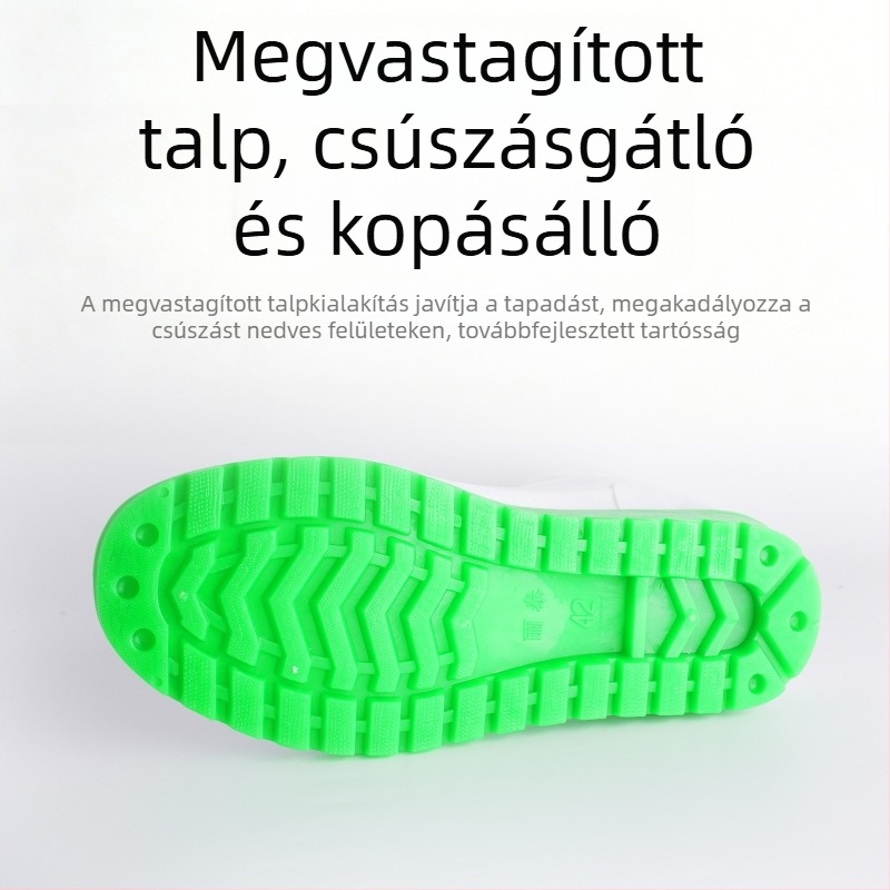 Fehér élelmiszeripari munkavédelmi csizma, vízálló, csúszásmentes, olajálló, fleece-béléssel melegítésért, férfiaknak