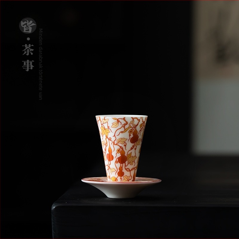 Porcelán teáscsésze tálcával otthoni Kung Fu teaceremóniához – aromás teáscsésze