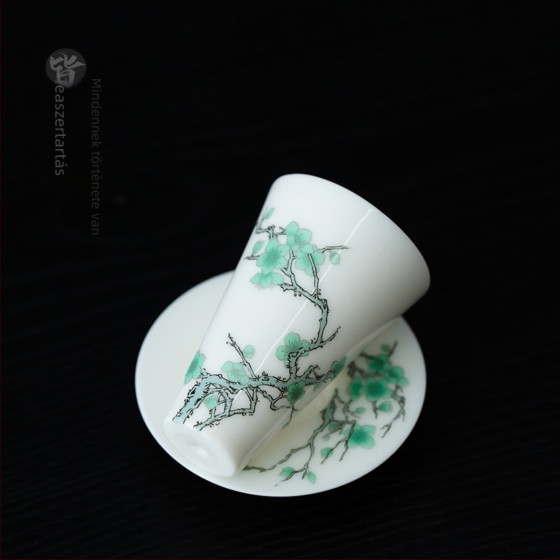 Porcelán teáscsésze tálcával otthoni Kung Fu teaceremóniához – aromás teáscsésze