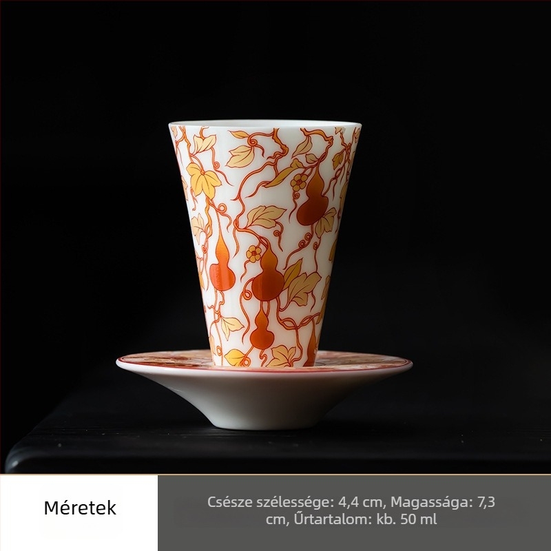Porcelán teáscsésze tálcával otthoni Kung Fu teaceremóniához – aromás teáscsésze