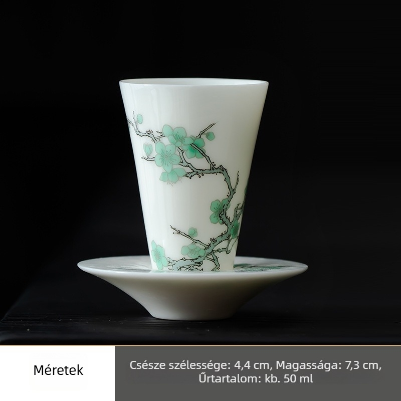 Porcelán teáscsésze tálcával otthoni Kung Fu teaceremóniához – aromás teáscsésze