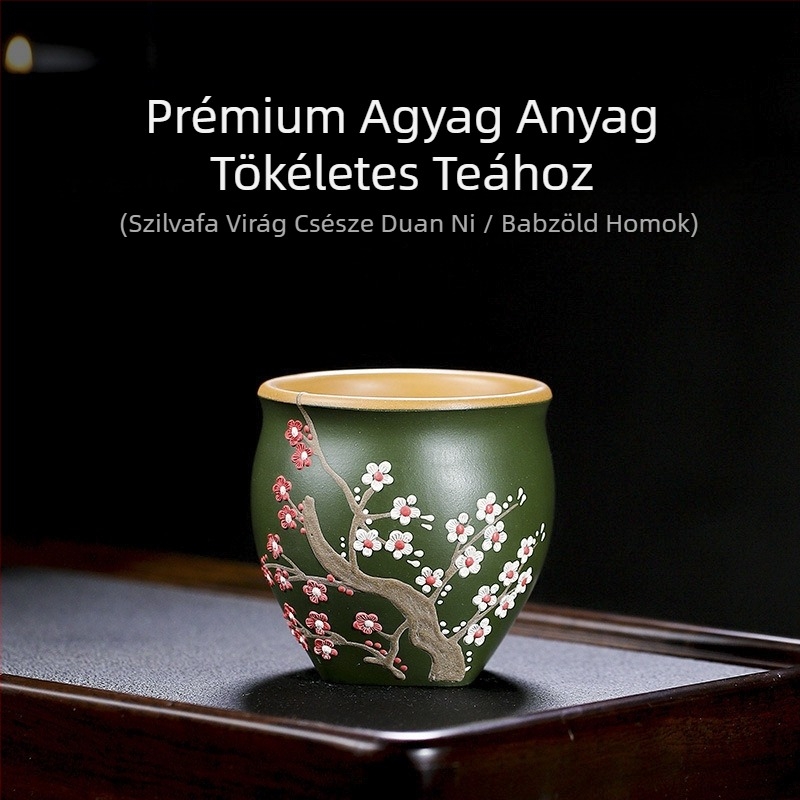 Yixing kézzel készített teáscsésze lila homokból, illatos virágmotívumokkal: Plum Blossom, Chrysanthemum, Magnolia és Peony – nagy nyílású Kung Fu teáscsésze