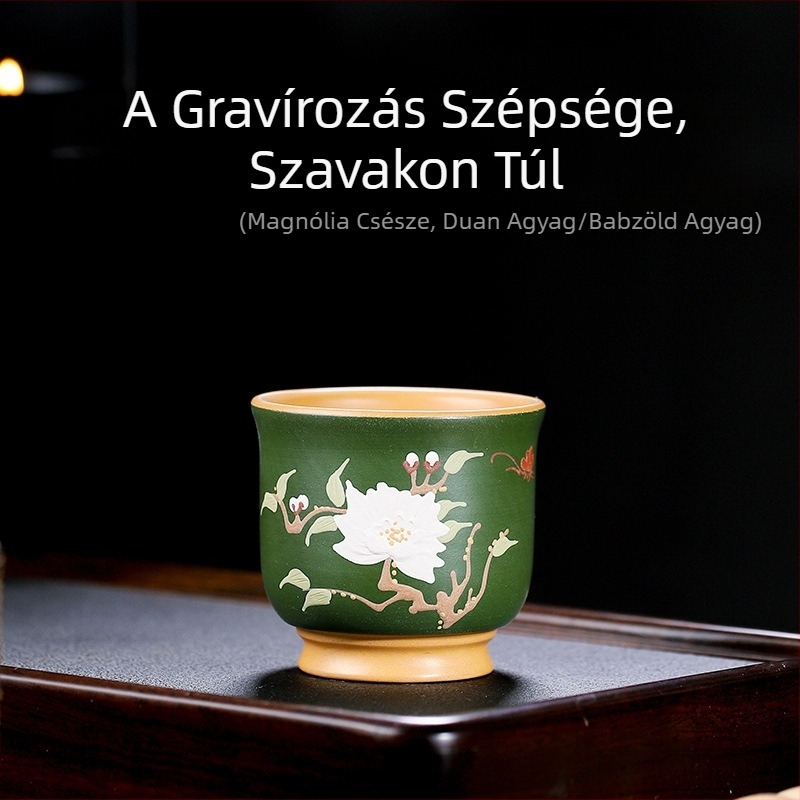 Yixing kézzel készített teáscsésze lila homokból, illatos virágmotívumokkal: Plum Blossom, Chrysanthemum, Magnolia és Peony – nagy nyílású Kung Fu teáscsésze