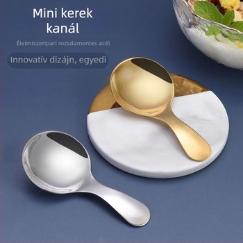Rozsdamentes acélból készült gyerekeknek szánt kanál rövid nyéllel, kis kerek kanál tejporhoz, dessertkanál kerek fejjel, háztartási kis kanál