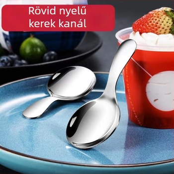 Rozsdamentes acélból készült gyerekeknek szánt kanál rövid nyéllel, kis kerek kanál tejporhoz, dessertkanál kerek fejjel, háztartási kis kanál