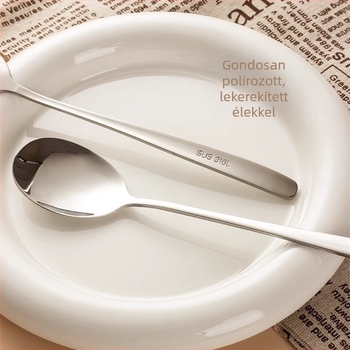 316L rozsdamentes acél, ételminőségű kanál, háztartási használatra, hosszú nyele, vastított konstrukció, modern minimalist stílus.