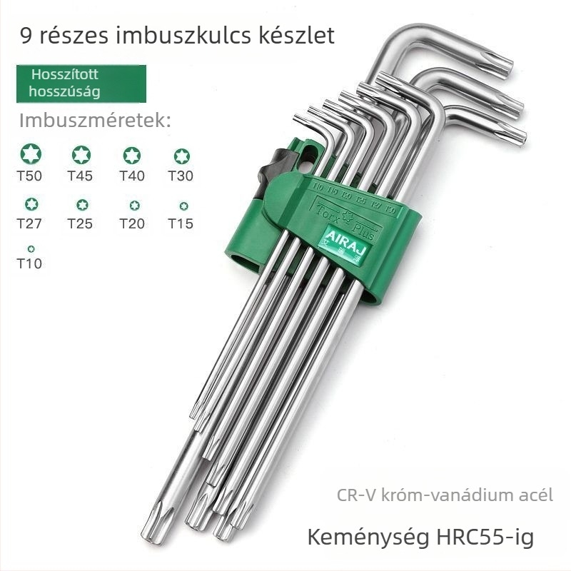 Arrizo hex kulcs készlet, matt felület, lapos és gömbfejű hex kulcsok, Torx, hosszított hosszúság